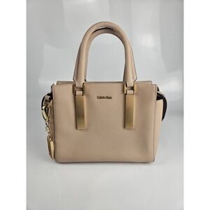 Calvin Klein Top Handle Handbag Warmvellum/Blush PVC Leather CK Charm